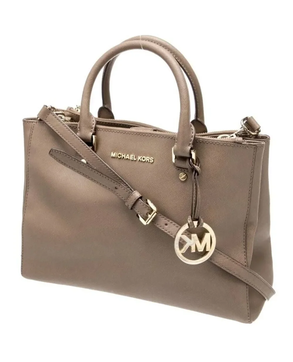 MICHAEL KORS Camel Tan Saffiano Leather & Gold Hardware Top Handle Bag